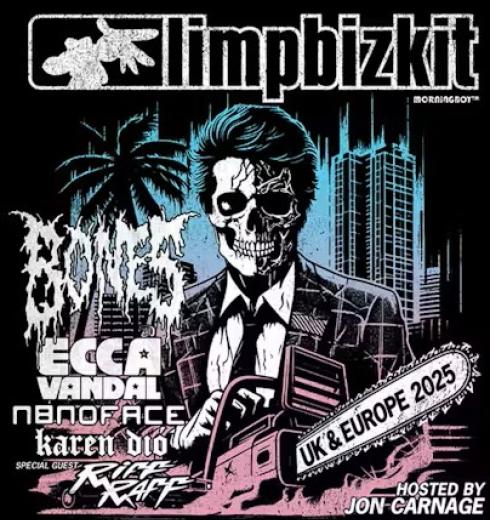 Limp Bizkit's 2025 European tour poster with special guests.